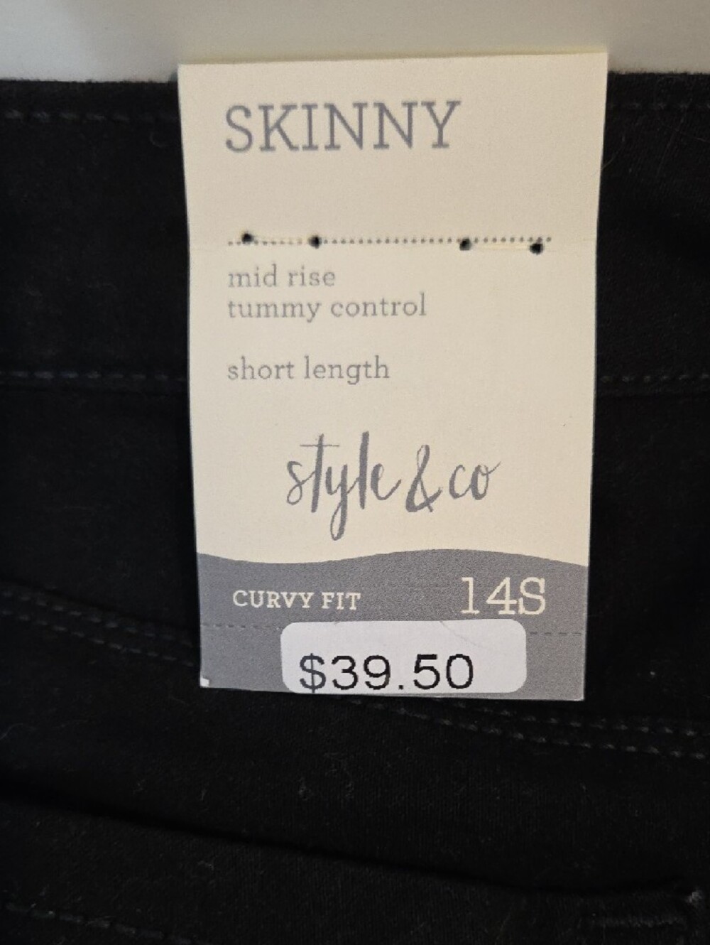 Style & Co. Black Skinny Jeans - Curvy Fit NWT Size 14S - Picture 8 of 9